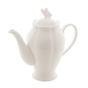 Bule New Bone Butterfly Flower Porcelana Branca 1l - Lyor