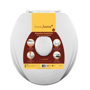 Assento Sanitário Oval Almofadado Branco 39x44x3cm - honeyhome
