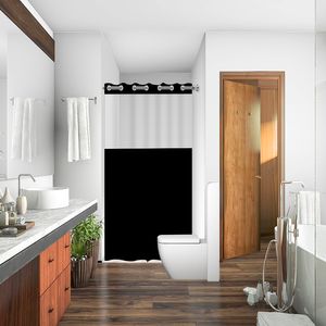 Cortina Plástica  de  Box Com Visor Com Ilhós Preta 1,38x1,98cm - Vida Pratika
