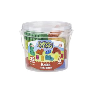 Balde Activity Com 25 Blocos Para Montar Plástico 5122 - Gulliver