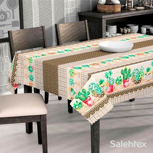 Toalha Mesa Pvc Térmica Retangular Cactos 138x220cm - Salehtex