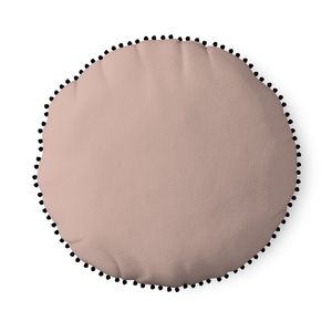 Almofada Redonda Tropical Luxury Pompom Veludo Rosa 40cm - Tuti Gottô