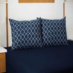 Jogo Cama King Estampado Doce Vida Quadrif Mari Azul Prof 3 Peças - Portallar