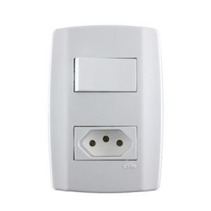 Conjunto 1 Interruptor Simples + 1 Tomada 10A Slim - Ilumi