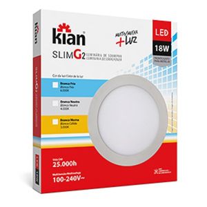 Luminária Leds Sobrepor Quadrada Slim 24w 6k - Kian