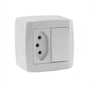 1 Interruptor Simples e 1 Tomada 20A Sobrepor - Ilumi