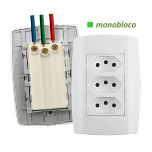 Conjunto 3 Tomadas 10A Monobloco - Ilumi