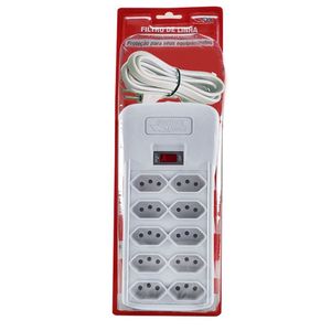 Filtro de Linha Com 10 Tomadas Branco Bivolt - Force Line