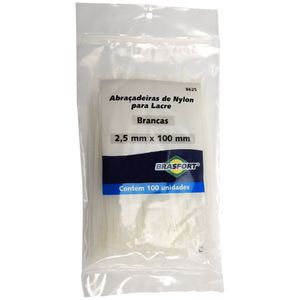 Abraçadeira de Nylon 2,5x100mm Branca 100 unidades - Brasfort
