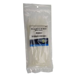 Abraçadeira de Nylon 3,6x200mm Branca 100 Unidades - Brasfort