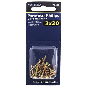 Parafuso Philips Bicromatizado 3,0X20 com 20 Peças - Brasfort