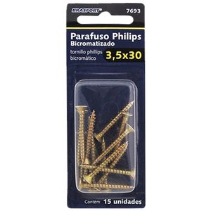 Parafuso Philips Bicromatizado 3,5X30 com 15 Peças - Brasfort