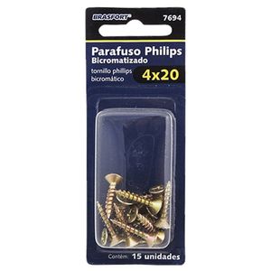 Parafuso Philips Bicromatizado 4,0X20 Com 15 Peças - Brasfort