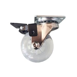 Rodízio de Ferro 50Mm com Roda Gel Transparente com Freio com 1 Peça - Indart