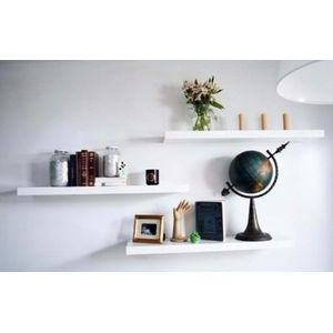 Prateleira MDF com Suportes Invisiveis 20x80cm Branca - Madeira Forte