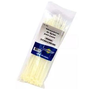 Abraçadeira de Nylon 2.5x200mm Branca 100 Unidades - Brasfort