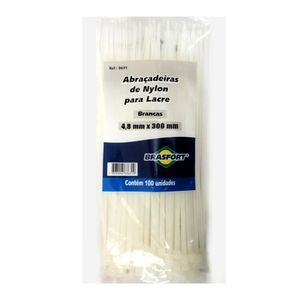 Abraçadeira de Nylon 4,8x300mm Branca 100 unidades - Brasfort