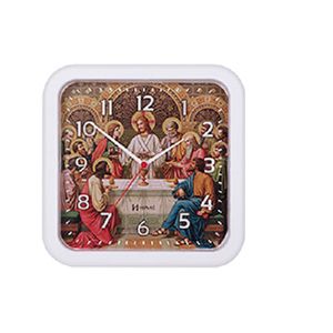 Relógio Parede Quartz Quadrado Santa Ceia Branco - Herweg