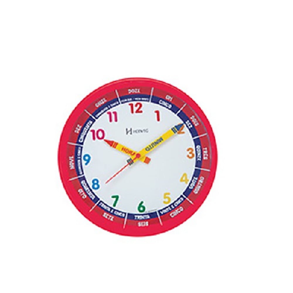 Relógio Parede Quartz Redondo Educativo Vermelho - Herweg - lojasmel