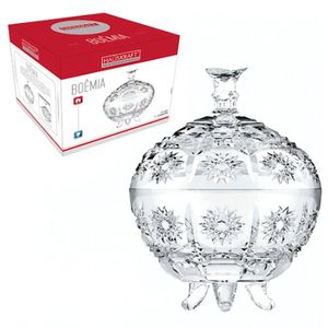 Bomboniere Com Pé de Vidro Boemia 850ml - Hauskraft