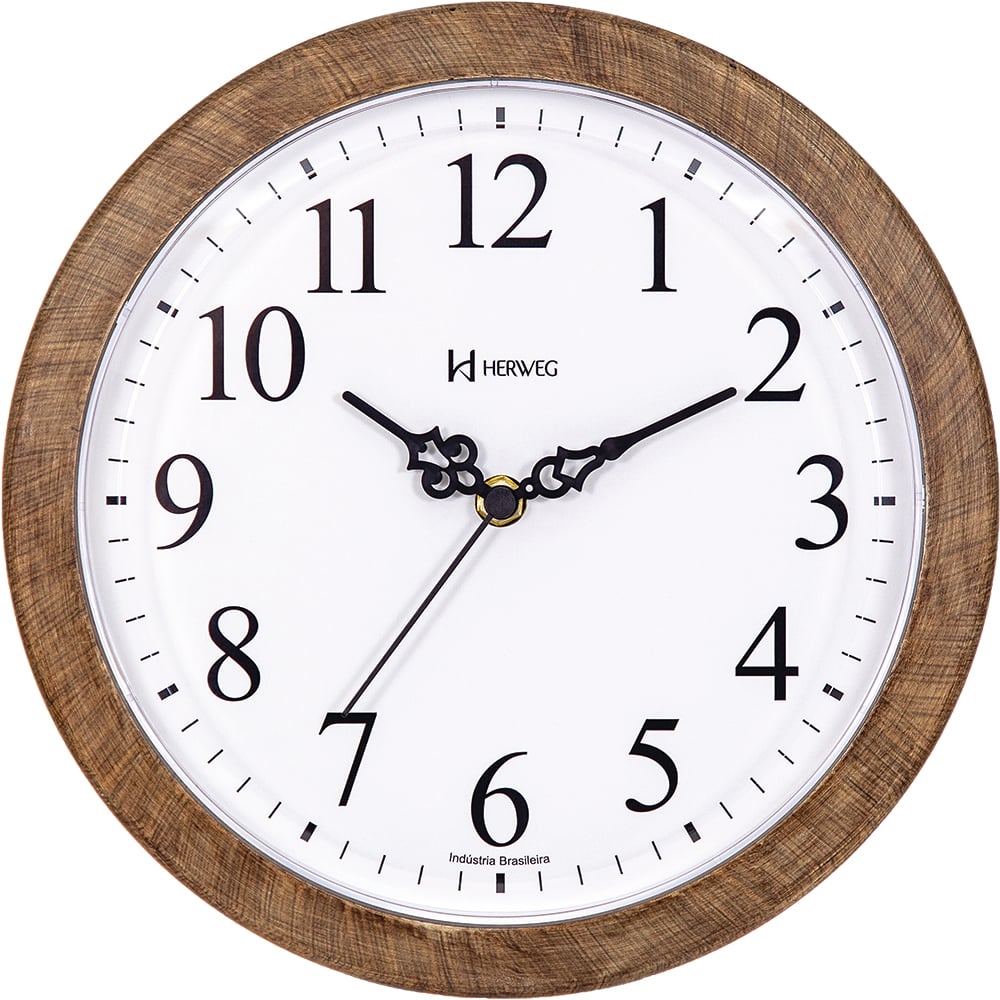 Relógio De Parede Quadrado Preto Com Mostrador Branco Herweg 6145