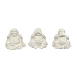 Buda Sentado Decorativo Cerâmica Branco Sortido 1 Unidade 7x7x5cm - bee