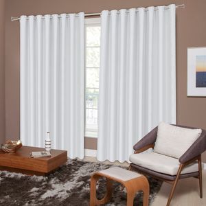 Cortina Corta Luz Lisa Branco 260x170cm - BecaDecor
