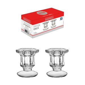 Conjunto 2 Castiçais Veneza Vidro Transparente - Hauskraft