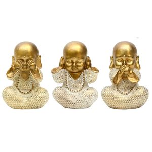 Enfeite Decorativo Buda Sabedoria Resina Dourado - Bras Continental
