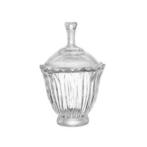 Bomboniere Decorativa Com Tampa Classic Vidro Transparente 320ml - Hauskraft