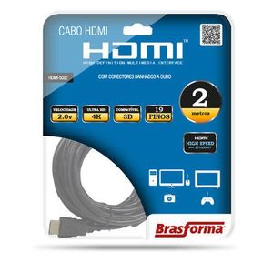 Cabo HDMI 2.0v 1080p 2m Preto HDMI5002 - Brasforma