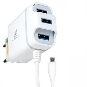 Carregador Ultra Rápido 4.1a 3 Entradas USB Conexão Micro USB/ V8  Branco XCUR13/ XCV8UR13 - X-cell