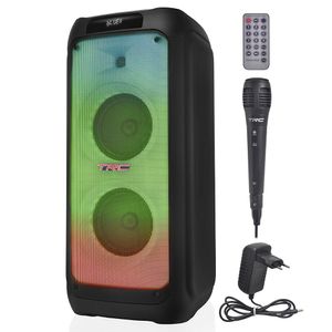 Caixa de Som Amplificada Bluetooth, Led, Função Karaokê 1500w Preta Bivolt - TRC