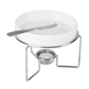 Conjunto Rechaud Para Queijo Brie Faca Inox Suporte Niquelado 3 Peças - Rojemac