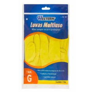 Luva de Proteção Multiuso Latex Tamanho G Amarelo - Western Home