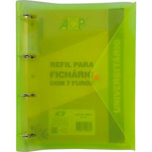 Fichário Universitário Lights Neon Pvc Amarelo 96 Folhas - Fichário Universitário, ACP