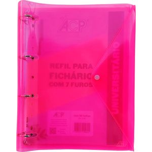 Fichário Universitário Lights Neon Pvc Pink 96 Folhas - ACP
