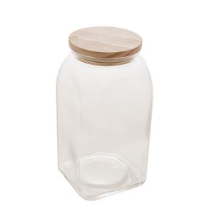 Porta Mantimento Vidro Transparente Com Tampa de Bambu 1,4l - Lyor