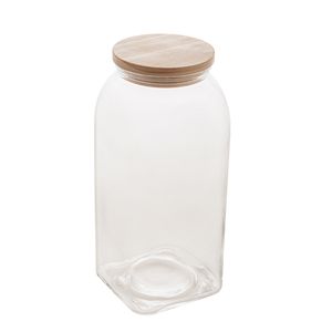 Porta Mantimento Vidro Transparente Com Tampa de Bambu 1,8l - Lyor