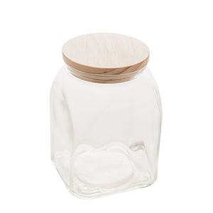 Porta Mantimento Vidro Transparente Com Tampa de Bambu 1L - Lyor