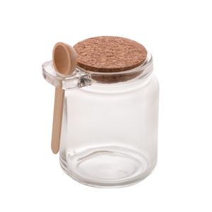 Porta Tempero Vidro Com Colher de Bambu E Tampa Rolha 240ml - Lyor