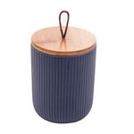 Bomboniere_Cerâmica_Com_Tampa_de_Bambu_E_Pegador_de_Corda_Lines_Azul_Marinho_10x12,5cm_-_Lyor