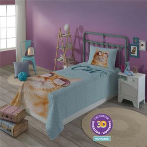 Kit Colcha Solteiro 3d Cat Lovers 100% Poliéster 160x240cm - Lepper