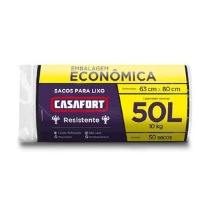 Saco de Lixo Econômico 50 Litros Preto Rolo com 50 Unidades - Casafort