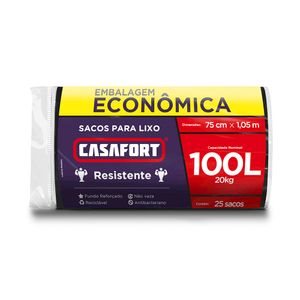 Saco de Lixo Econômico 100 Litros Preto Rolo com 25 Unidades - Casafort