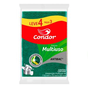 Conjunto Esponja Limpeza Pesada 4 Unidades 110mmx75mmx20mm - Condor