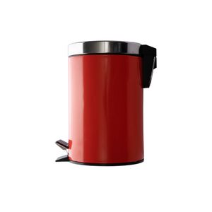 Lixeira Com Pedal Duo Aço Inox Vermelha 3 Litros 26x16,8cm - honeyhome