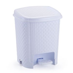 Lixeira Rattan Plástico Branco 6 Litros - Monte Libano