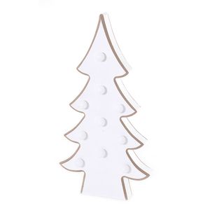 Enfeite Natal Árvore Branca Luminoso 10 Leds Madeira 15x29x2cm -  Winth