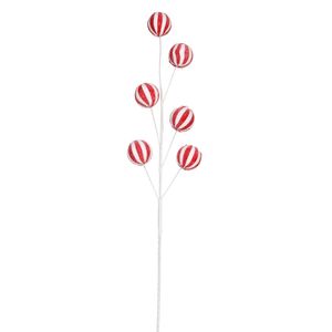 Galho Bolinhas Candy Cane Listras Vermelhas 16x70cm - Cromus